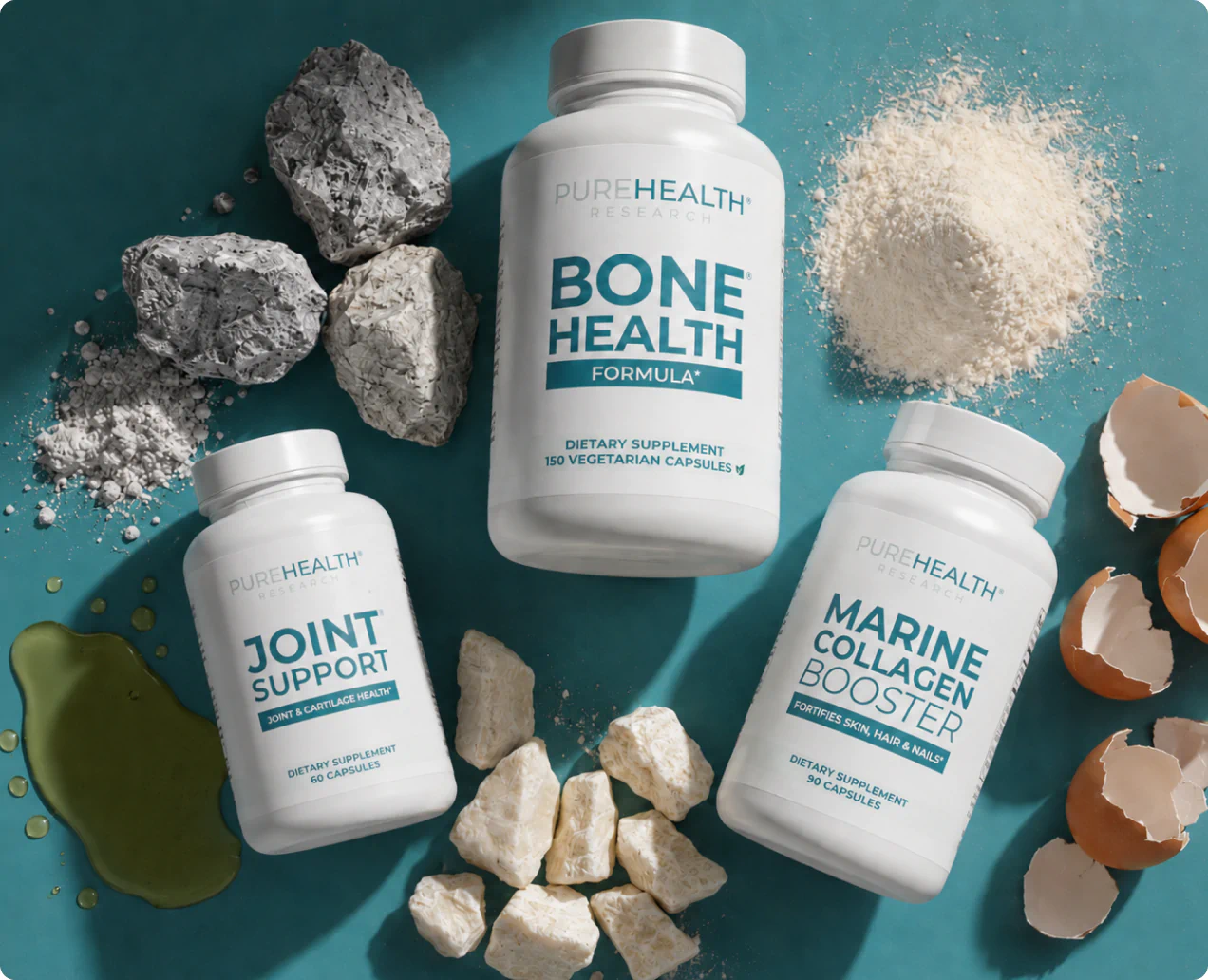PureHealth Research Bone & Joint Health supplements with ingredient display