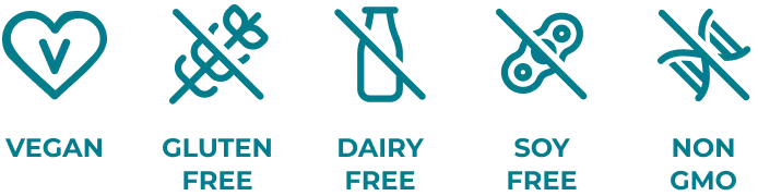 Vegan, gluten free, dairy free, soy free, non-GMO